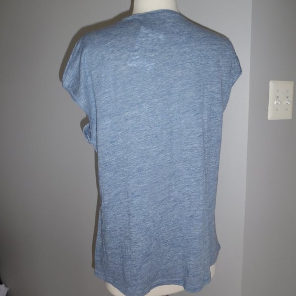 Theory Ginala Cash Casual Top Linen Scoop Neck Tee - Picture 6 of 8